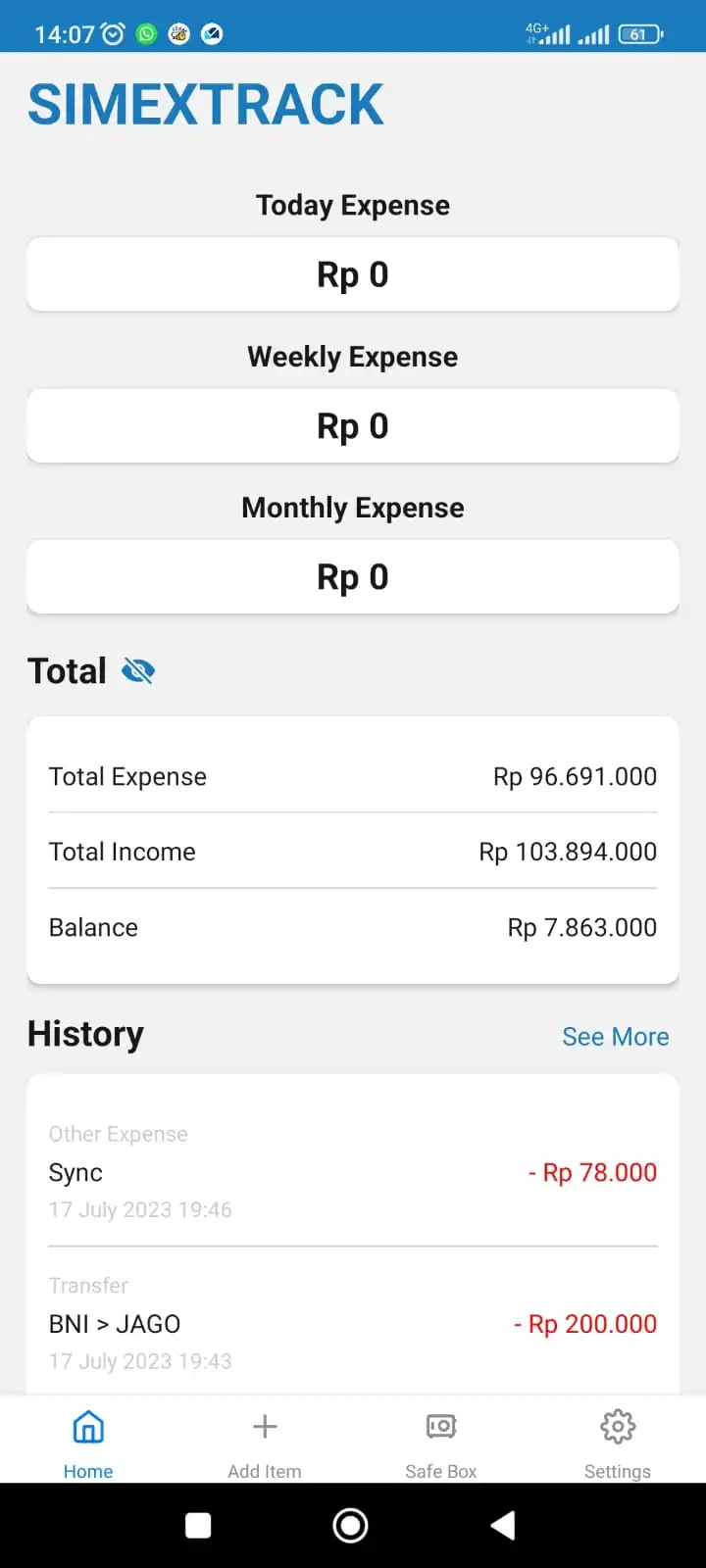 Expense Entry Screenshot